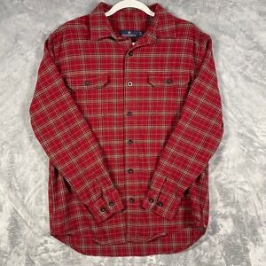 Rainforest‎ Red Plaid Flannel Shirt Long Sleeve Button Up Men Size Medium